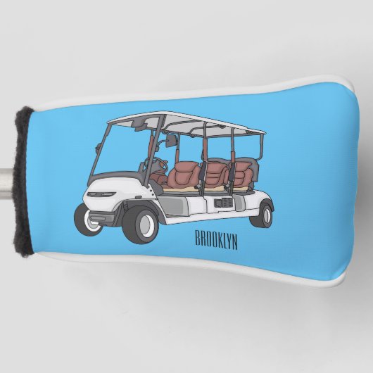 Golfkar / golfbuggy cartoon illustratie golfheadcover (Voorkant)