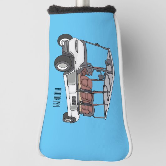 Golfkar / golfbuggy cartoon illustratie golfheadcover (Draai 90)