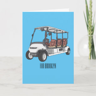 Golfkar / golfbuggy cartoon illustratie kaart