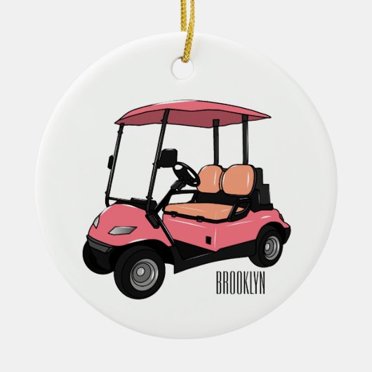 Golfkar / golfbuggy cartoon illustratie keramisch ornament (Voorkant)