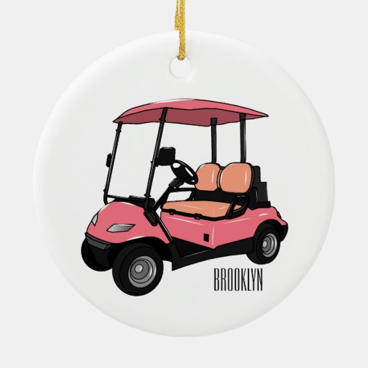 Golfkar / golfbuggy cartoon illustratie keramisch ornament (Achterkant)