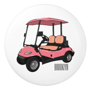 Golfkar / golfbuggy cartoon illustratie keramische knop