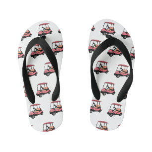 Golfkar / golfbuggy cartoon illustratie kinder teenslippers