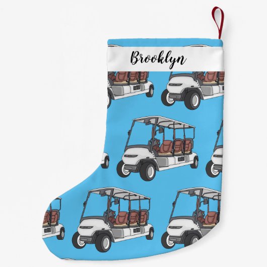 Golfkar / golfbuggy cartoon illustratie kleine kerstsok (Achterkant)
