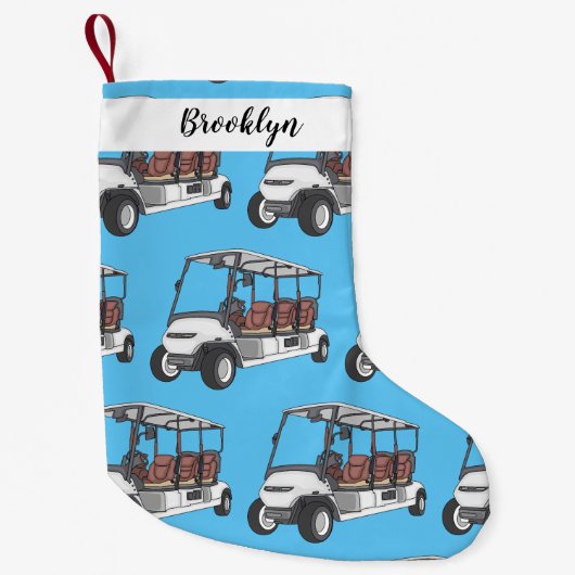 Golfkar / golfbuggy cartoon illustratie kleine kerstsok (Voorkant)