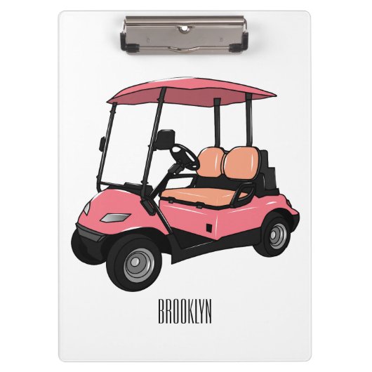 Golfkar / golfbuggy cartoon illustratie klembord (Voorkant)