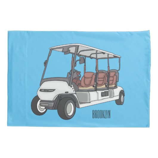 Golfkar / golfbuggy cartoon illustratie kussensloop (Achterkant)