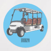 Golfkar / golfbuggy cartoon illustratie labels (Design 2)