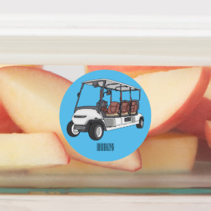 Golfkar / golfbuggy cartoon illustratie labels