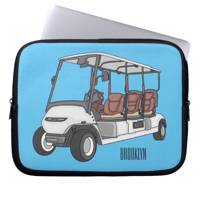 Golfkar / golfbuggy cartoon illustratie laptop sleeve (Voorkant)