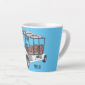 Golfkar / golfbuggy cartoon illustratie latte mok (Rechterhoek)