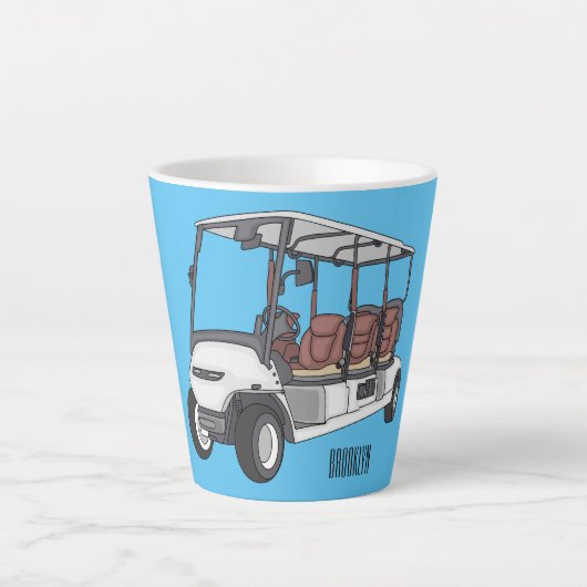 Golfkar / golfbuggy cartoon illustratie latte mok (Voorkant)