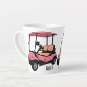 Golfkar / golfbuggy cartoon illustratie latte mok (Linkerhoek)