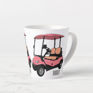 Golfkar / golfbuggy cartoon illustratie latte mok