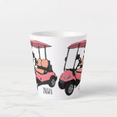 Golfkar / golfbuggy cartoon illustratie latte mok (Voorkant)