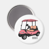 Golfkar / golfbuggy cartoon illustratie magneet (Voorkant / Achterkant)