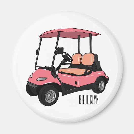 Golfkar / golfbuggy cartoon illustratie magneet (Voorkant)
