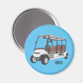 Golfkar / golfbuggy cartoon illustratie magneet (Voorkant / Achterkant)