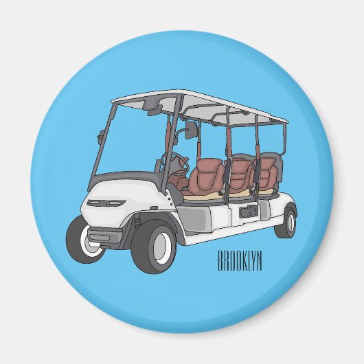 Golfkar / golfbuggy cartoon illustratie magneet (Voorkant)