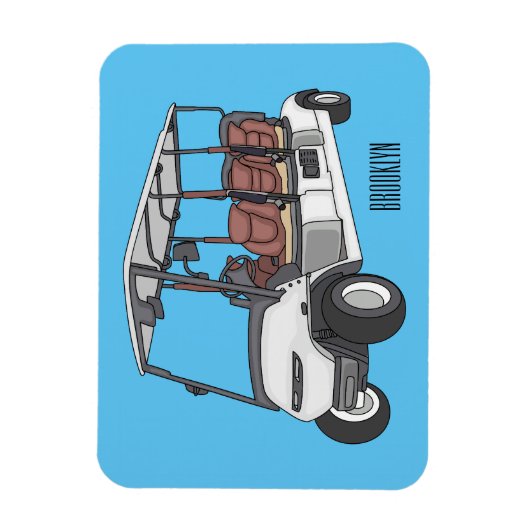 Golfkar / golfbuggy cartoon illustratie magneet (Verticaal)