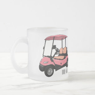 Golfkar / golfbuggy cartoon illustratie matglas koffiemok