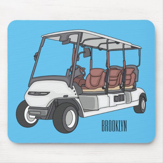 Golfkar / golfbuggy cartoon illustratie muismat (Voorkant)