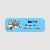 Golfkar / golfbuggy cartoon illustratie naamplaatje (Voorkant)