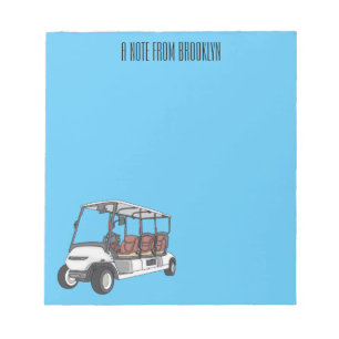 Golfkar / golfbuggy cartoon illustratie notitieblok