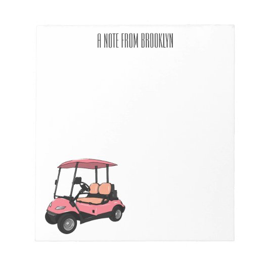 Golfkar / golfbuggy cartoon illustratie notitieblok (Voorkant)