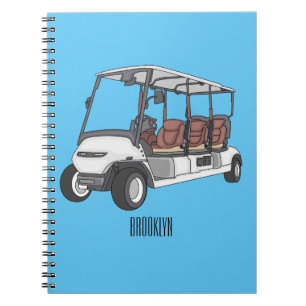 Golfkar / golfbuggy cartoon illustratie notitieboek