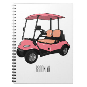 Golfkar / golfbuggy cartoon illustratie notitieboek