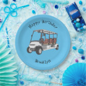 Golfkar / golfbuggy cartoon illustratie papieren bordje (Feest)