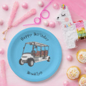 Golfkar / golfbuggy cartoon illustratie papieren bordje (Feest)
