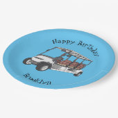 Golfkar / golfbuggy cartoon illustratie papieren bordje (Gekanteld)