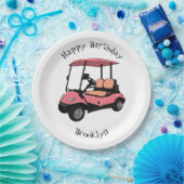 Golfkar / golfbuggy cartoon illustratie papieren bordje (Feest)