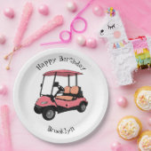 Golfkar / golfbuggy cartoon illustratie papieren bordje (Feest)