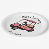 Golfkar / golfbuggy cartoon illustratie papieren bordje (Gekanteld)