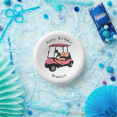 Golfkar / golfbuggy cartoon illustratie papieren kommen (Feest)