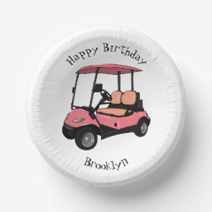 Golfkar / golfbuggy cartoon illustratie papieren kommen
