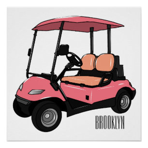 Golfkar / golfbuggy cartoon illustratie perfect poster
