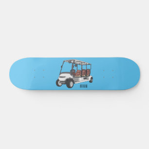 Golfkar / golfbuggy cartoon illustratie persoonlijk skateboard