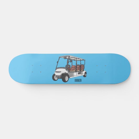 Golfkar / golfbuggy cartoon illustratie persoonlijk skateboard (Horizontaal)
