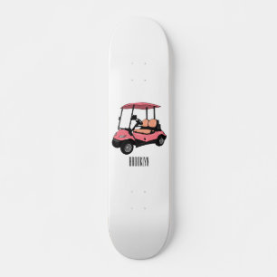 Golfkar / golfbuggy cartoon illustratie persoonlijk skateboard