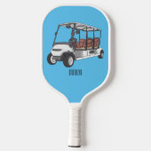 Golfkar / golfbuggy cartoon illustratie pickleball paddle (Achterkant)