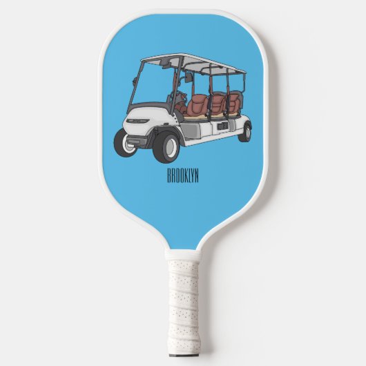 Golfkar / golfbuggy cartoon illustratie pickleball paddle (Voorkant)