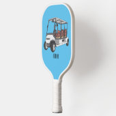 Golfkar / golfbuggy cartoon illustratie pickleball paddle (Links)