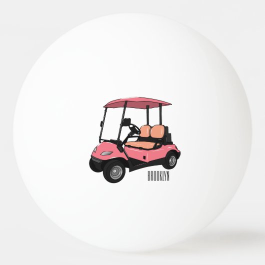 Golfkar / golfbuggy cartoon illustratie pingpongbal (Achterkant)