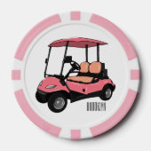 Golfkar / golfbuggy cartoon illustratie poker chips (Voorkant)
