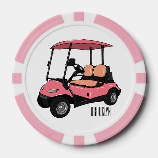 Golfkar / golfbuggy cartoon illustratie poker chips (Voorkant)