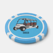 Golfkar / golfbuggy cartoon illustratie poker chips (Enkel)